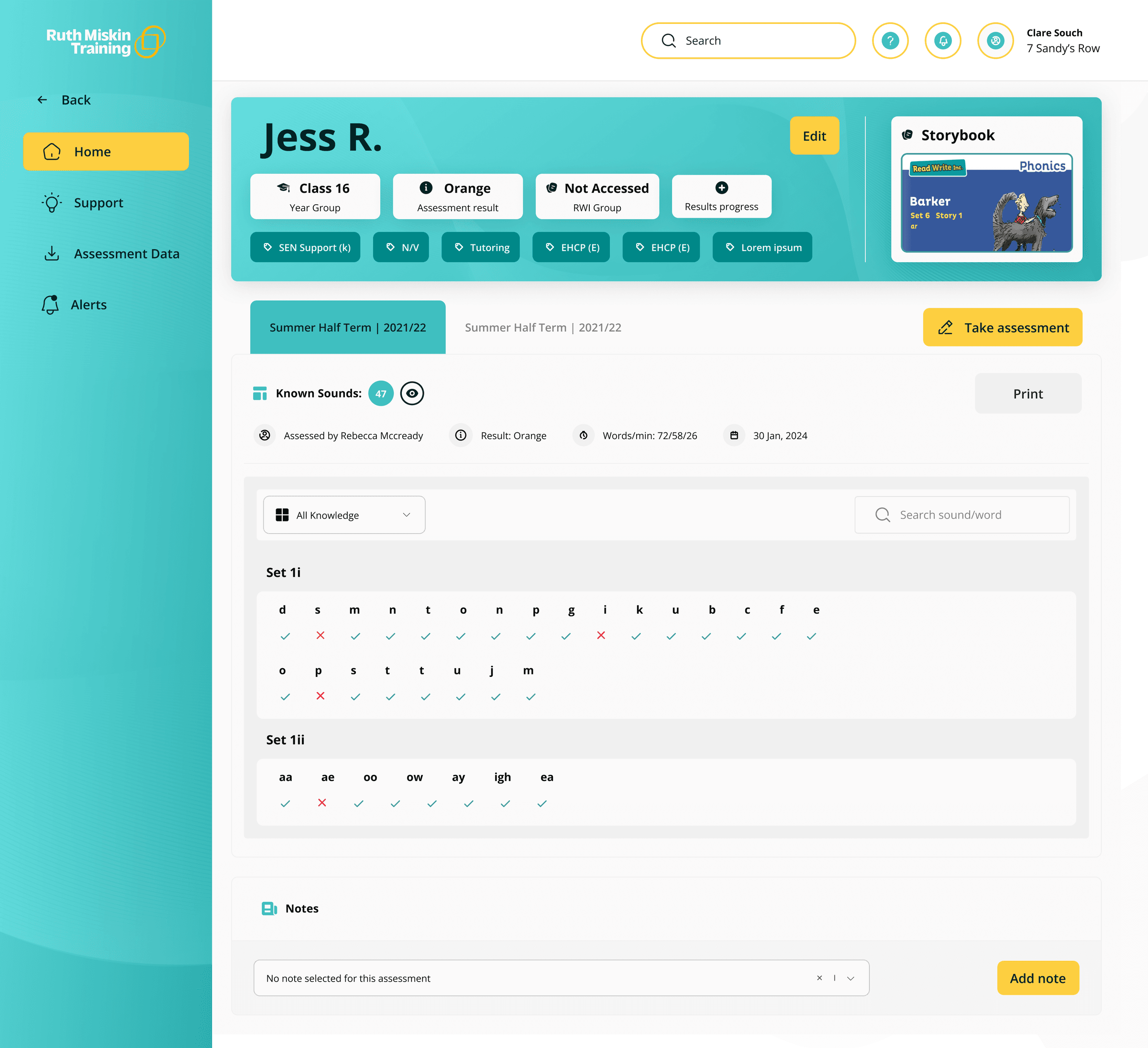 Ruth Miskin Training - Online Assessment Portal